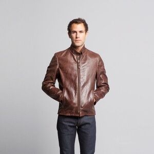 SCHOTT Vintaged Cowhide Café Racer Leather Jacket 654 XL